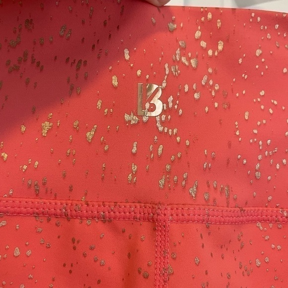 Buff Bunny coral rosé ombré gold splatter high rise leggings size small - Picture 7 of 9